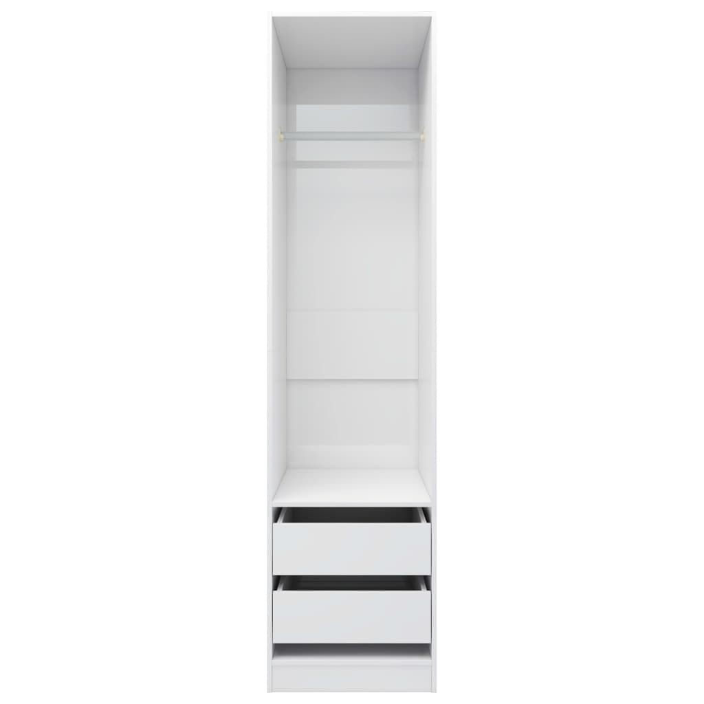 Wardrobe with Drawers High Gloss White 50x50x200 cm Chipboard